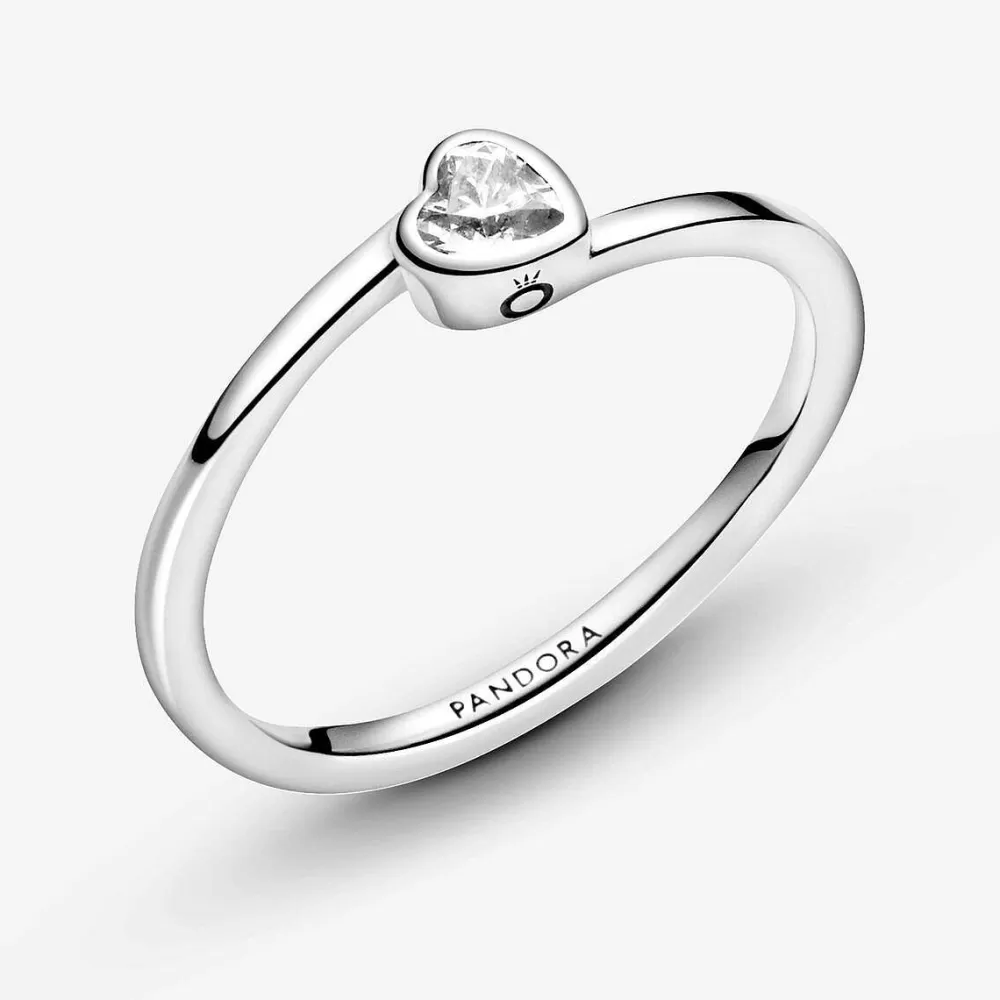 Outlet Pandora Anel Clear Tilted Heart Solitaire