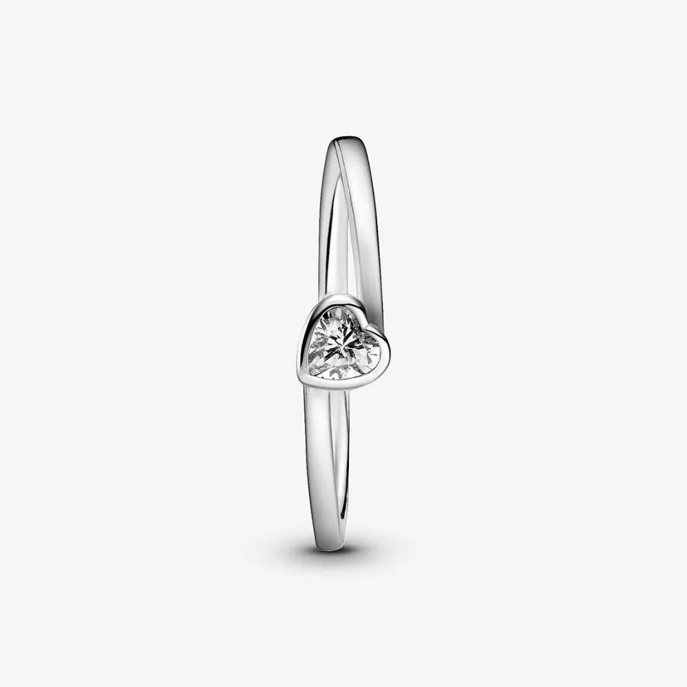 Outlet Pandora Anel Clear Tilted Heart Solitaire