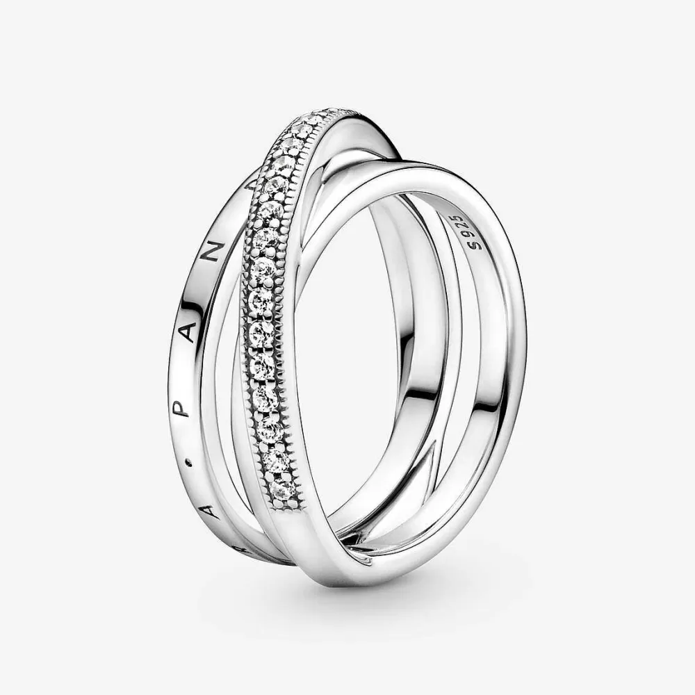 Best Pandora Anel Crossover Pave Triple Band