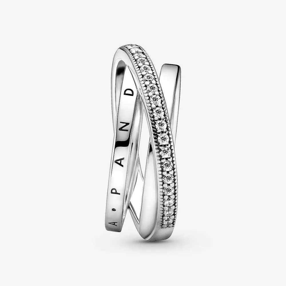 Best Pandora Anel Crossover Pave Triple Band