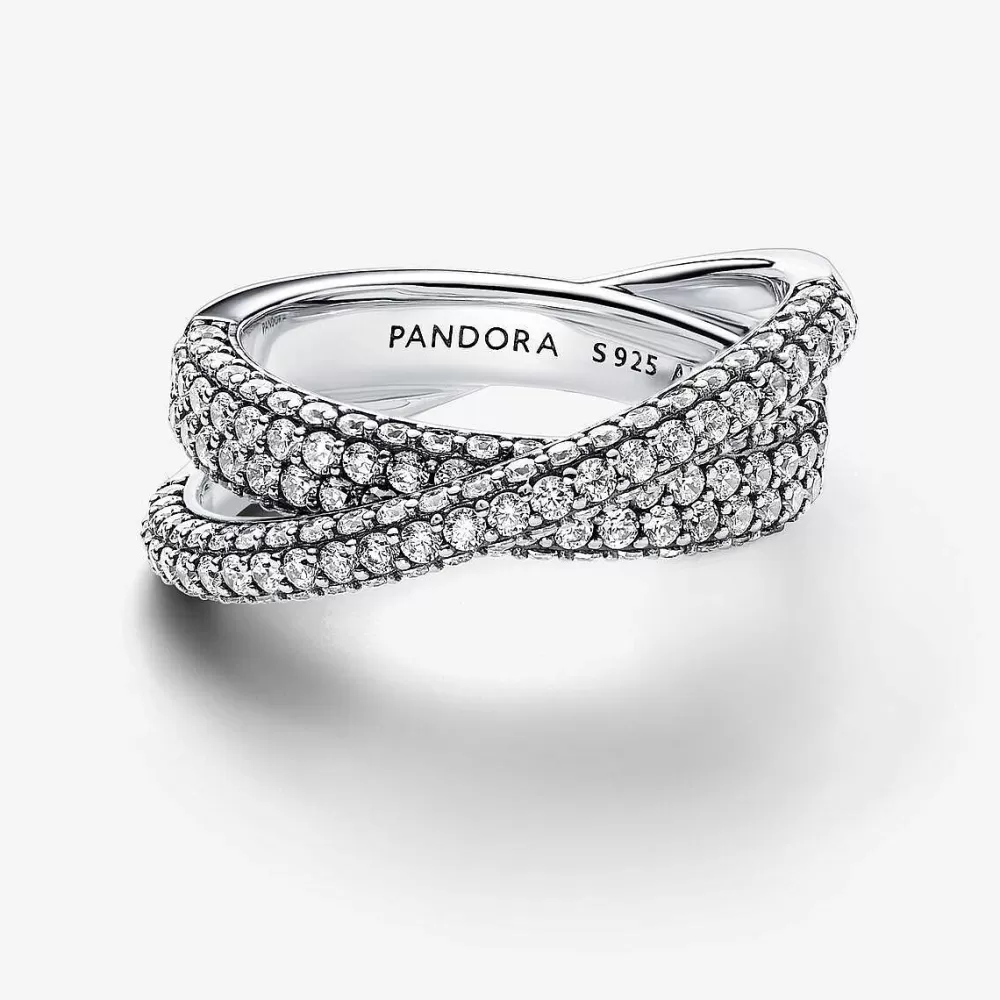 Cheap Pandora Anel Dois Aros Cruzados Pave Timeless