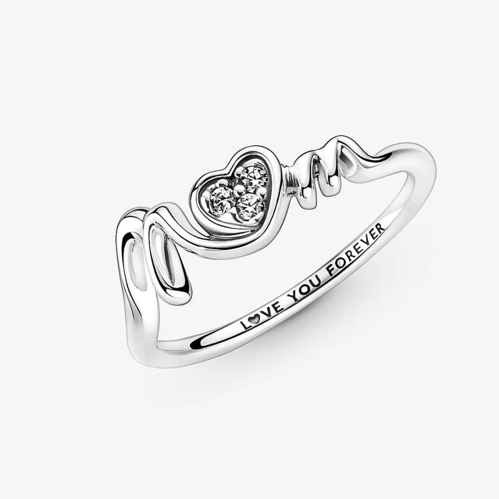 New Pandora Anel Mum Pave Heart