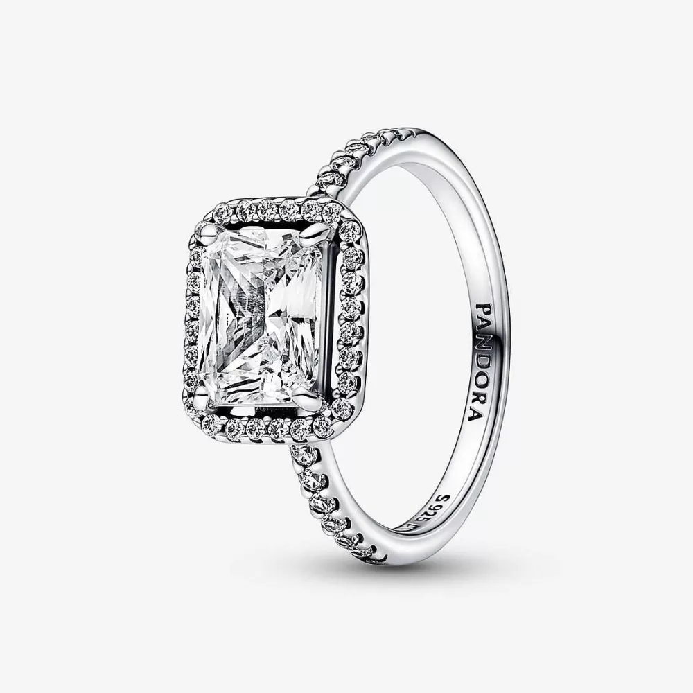 Cheap Pandora Anel Rectangular Sparkling Halo