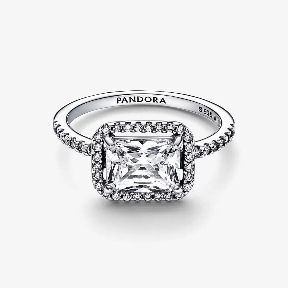 Cheap Pandora Anel Rectangular Sparkling Halo