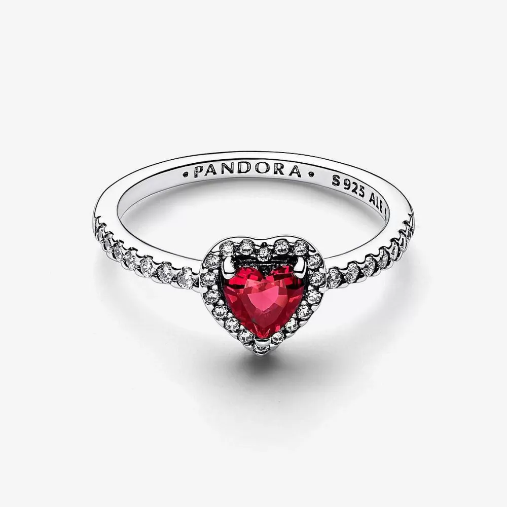 Hot Pandora Anel Sparkling Red Elevated Heart