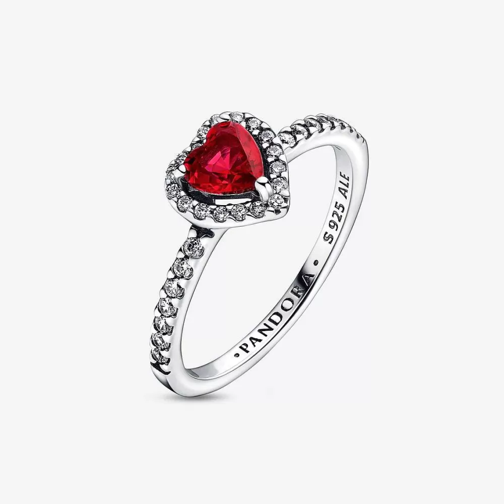 Hot Pandora Anel Sparkling Red Elevated Heart