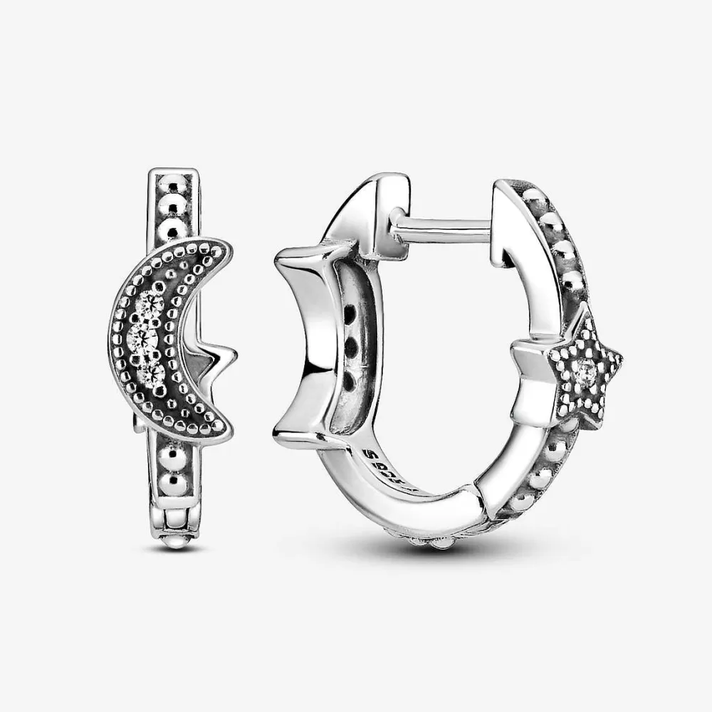 Hot Pandora Argolas Crescent Moon & Stars