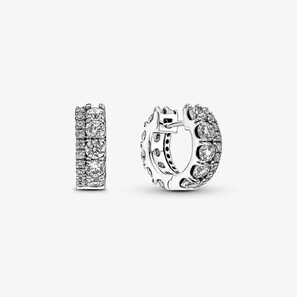 Cheap Pandora Argolas Double Band Pave