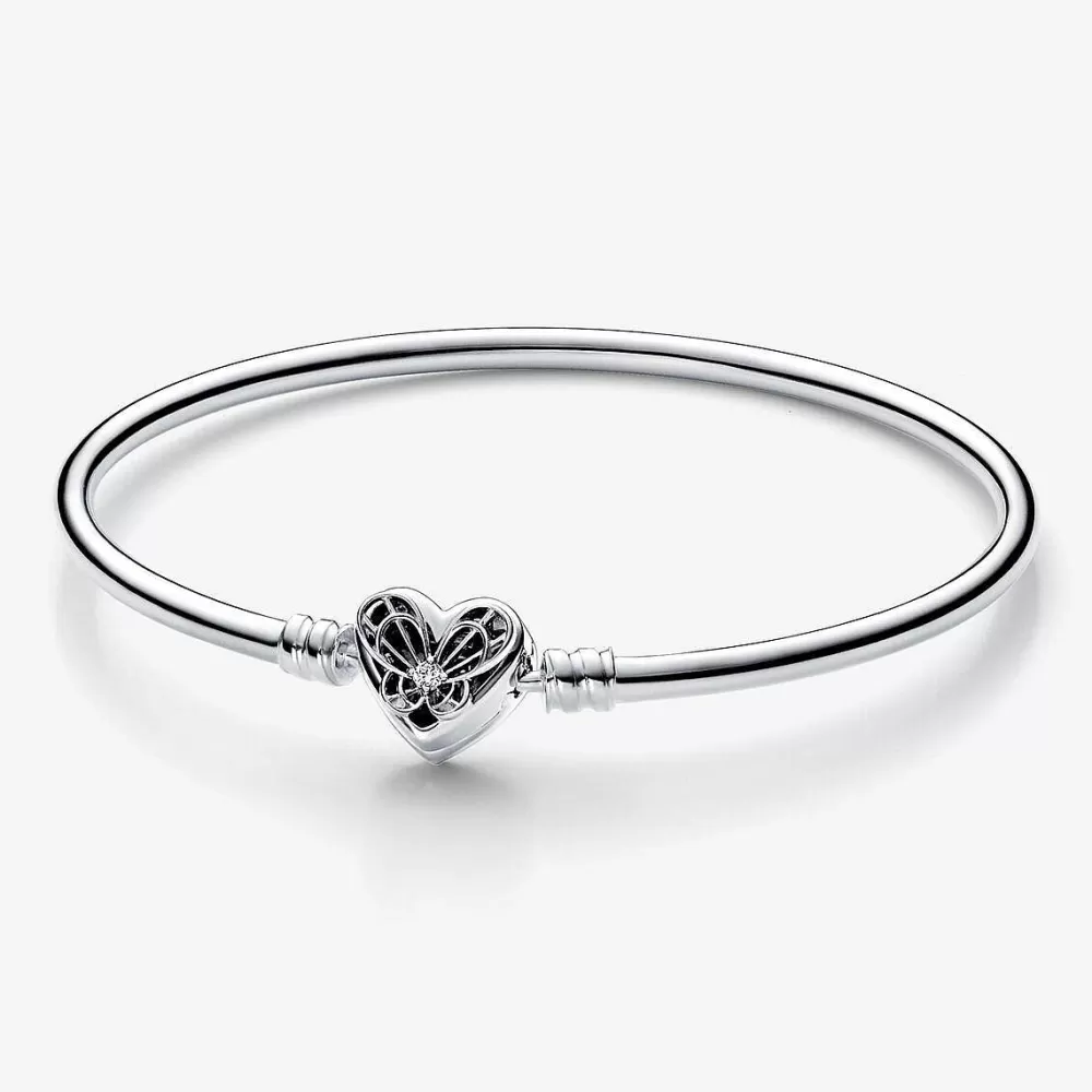 New Pandora Bangle Heart & Butterfly