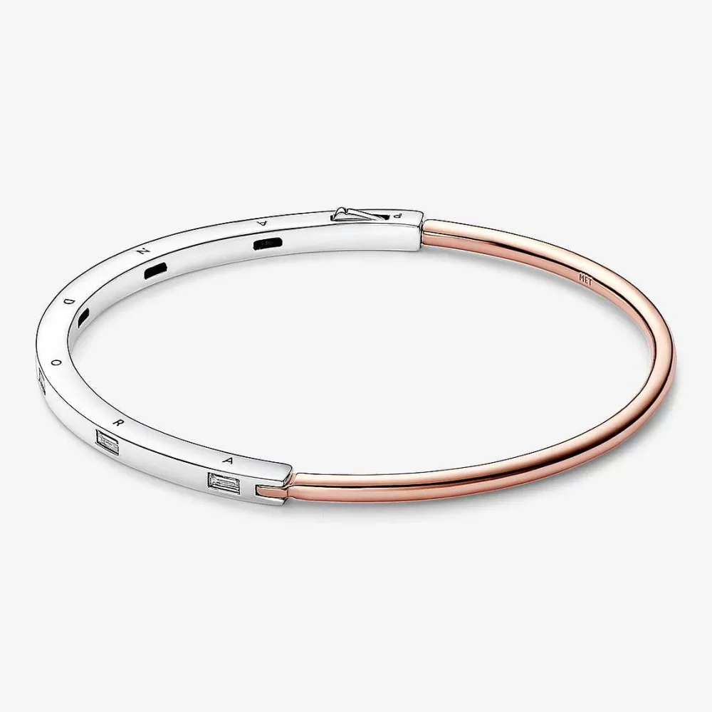 Online Pandora Bangle Signature I-D Dois Tons & Pedras