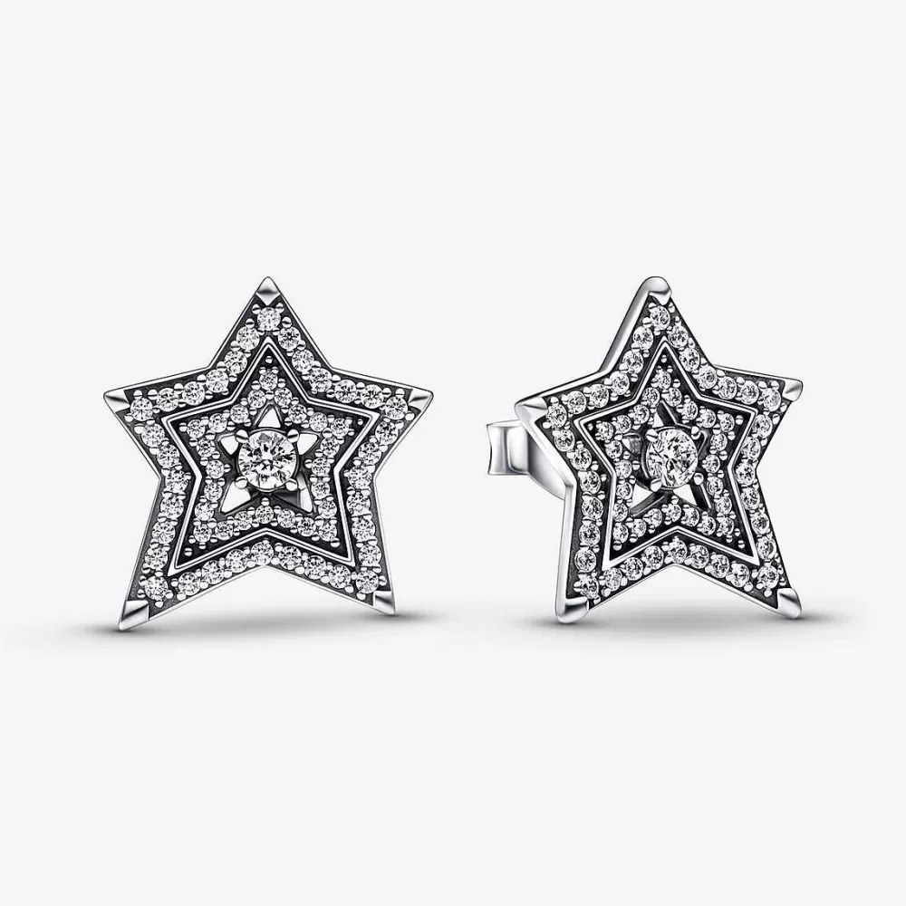 Shop Pandora Brincos Celestial Asymmetric Star