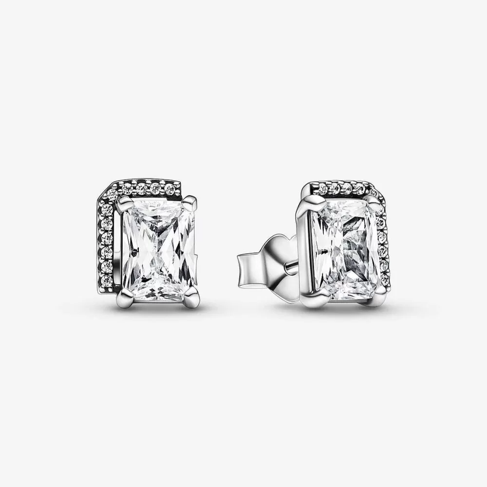 Best Pandora Brincos Rectangular Sparkling Halo