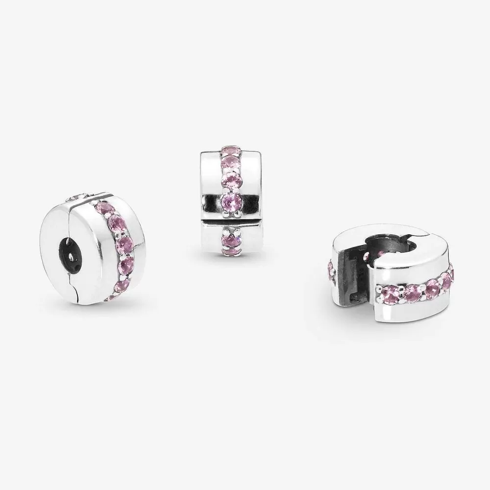 Hot Pandora Clip Cor-De-Rosa Brilhante