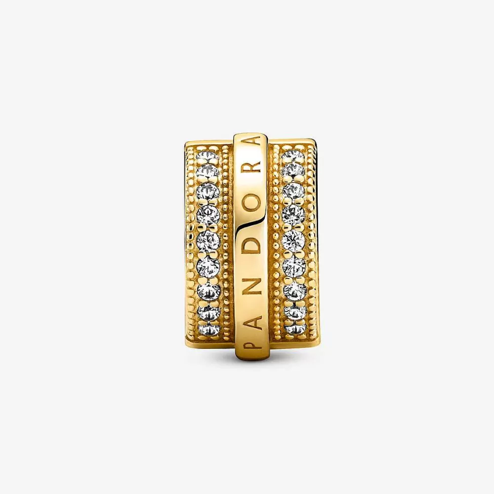 Store Pandora Clip Pave Brilhante Linhas E Logotipo