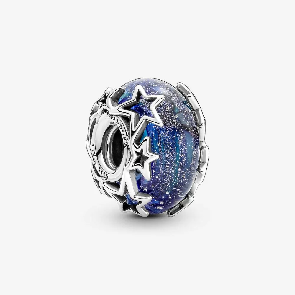 New Pandora Conta Murano Galaxia Azul & Estrela