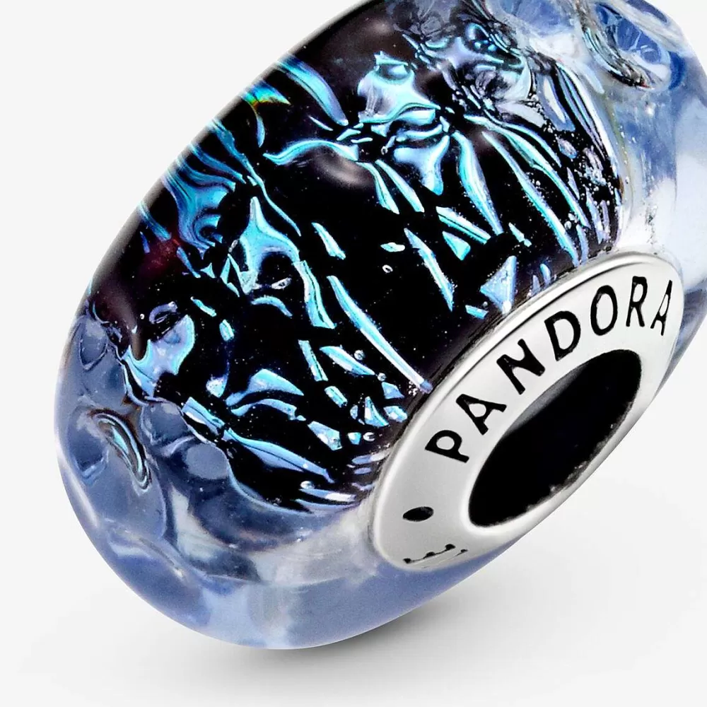 Shop Pandora Conta Murano Iridescente Ondulado Azul