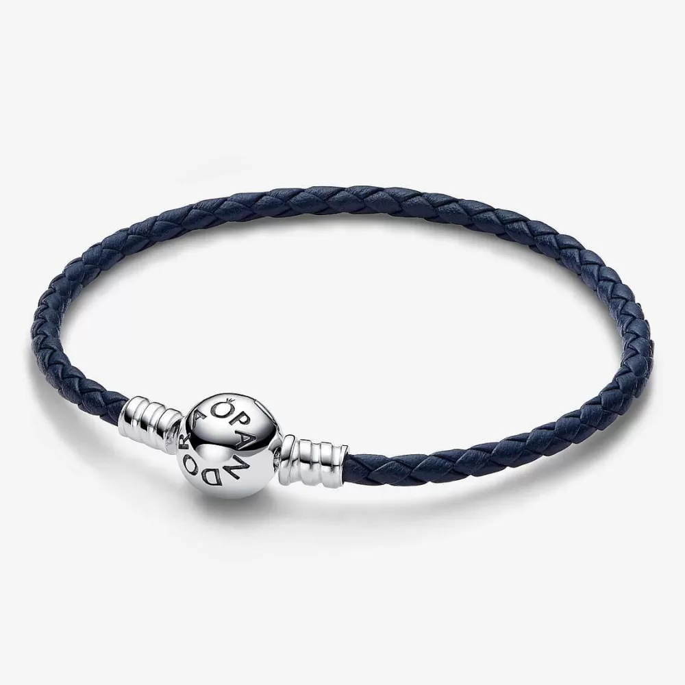 Discount Pandora Pulseira De Couro Azul Com Fecho Celestial