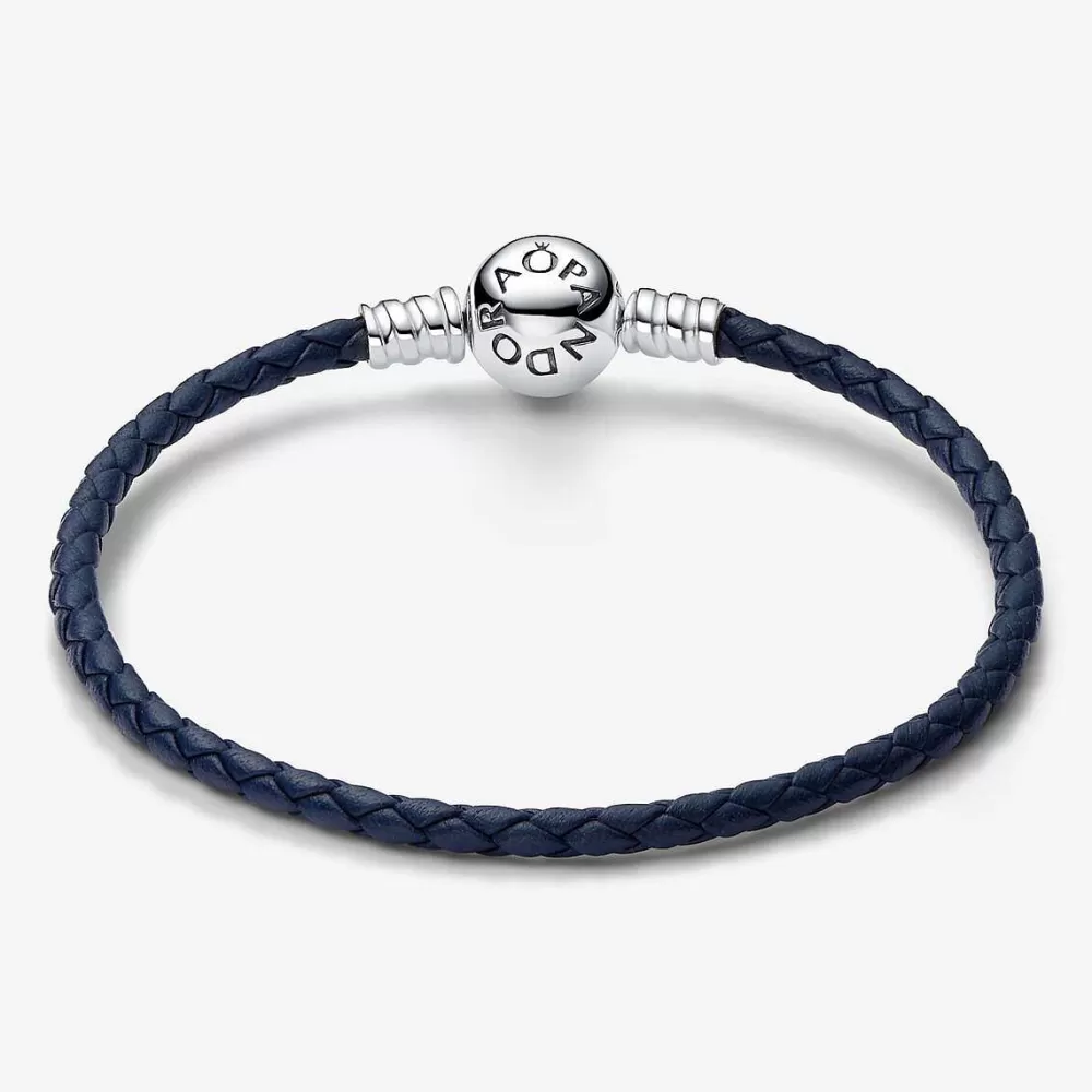 Discount Pandora Pulseira De Couro Azul Com Fecho Celestial