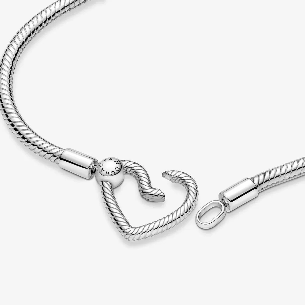 Shop Pandora Pulseira Malha Snake Com Fecho Coracao