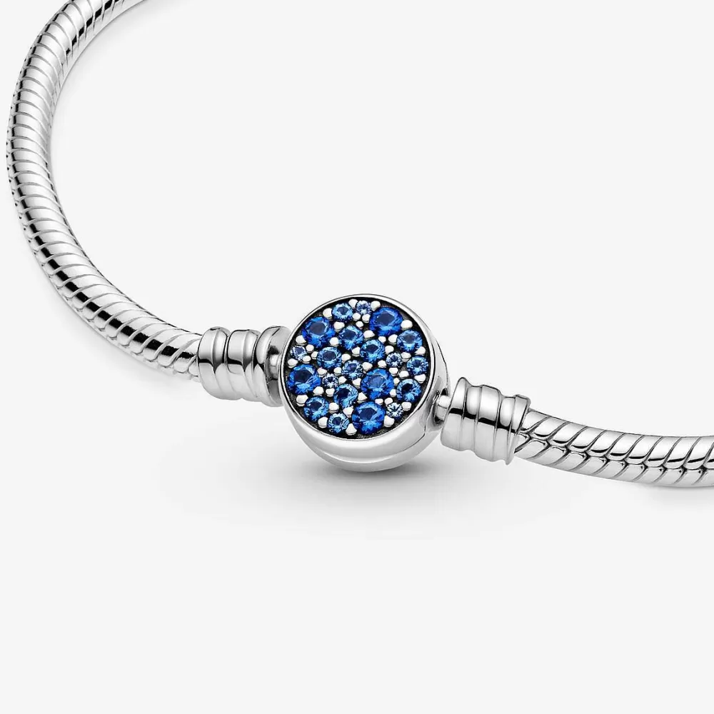 Fashion Pandora Pulseira Snake Com Fecho Em Disco Azul